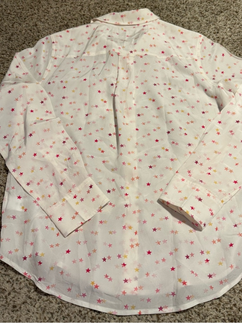 Rails White Silk Star Print Button-Up Shirt - S - Picture 2 of 7